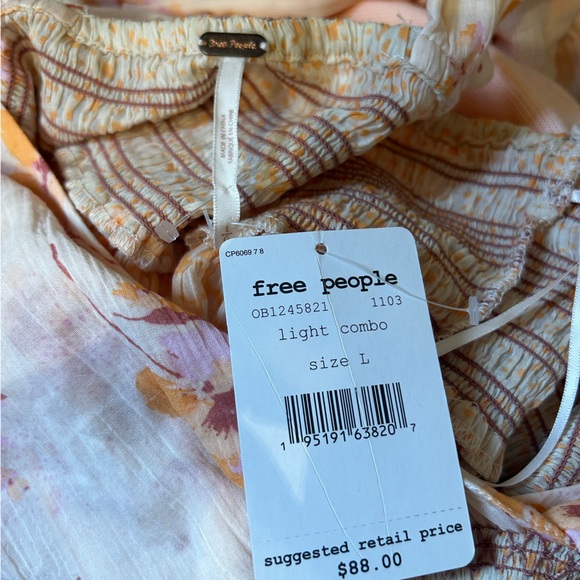 Free People Floral Halter Tank Top - Pink and Orange Brinkley Smocked - Picture 6 of 13